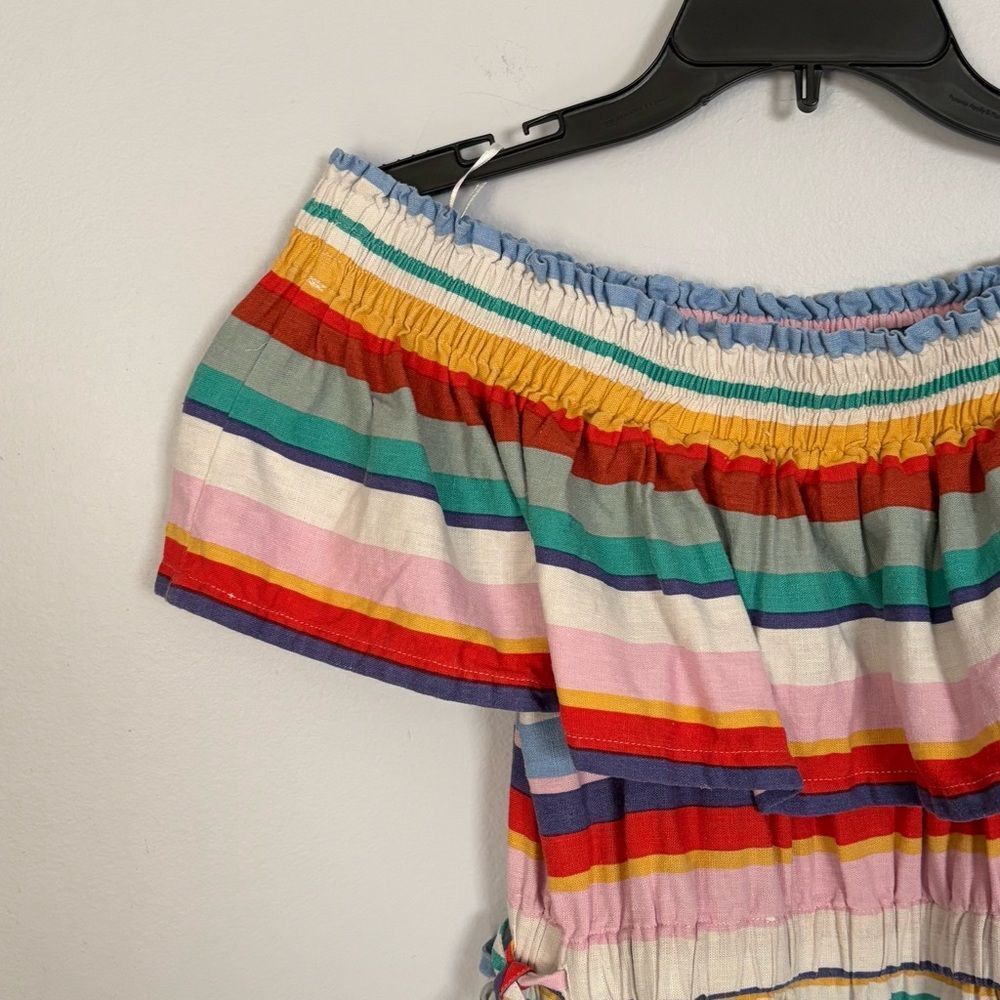 4Our Dreamers Anthropologie Women’s Multicolor Off the Shoulder Striped Dress XS - Picture 4 of 16